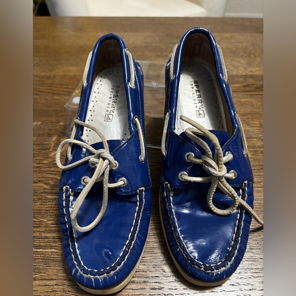 Sperry Top-Sider Blue Patent Leather Boat Shoes Women’s 7M Non-Marking - Picture 2 of 8